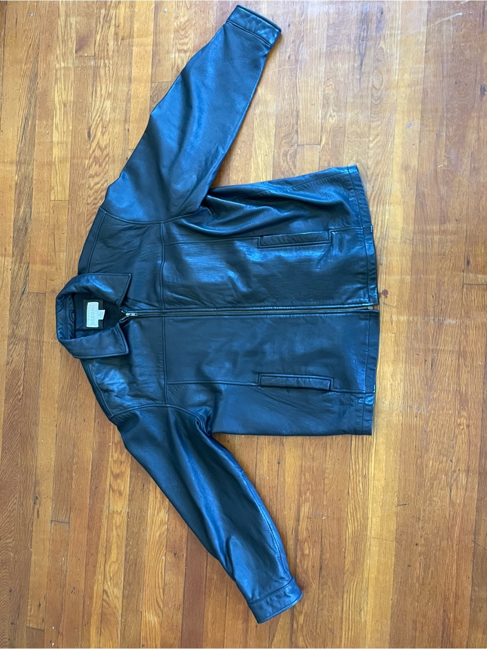 Merona Men's Black Leather Bomber Jacket